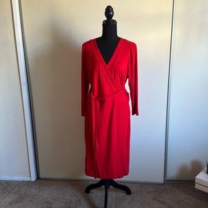 Ann Taylor Wrap Dress. Beautiful Red 3/4 Sleeve